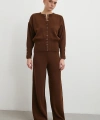 Çıtçıtlı Pantolonlu Triko Takım Kahve