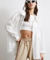 Oversize Cepli Modal Gömlek Beyaz