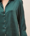 Basic Saten Gömlek Koyu Yeşil