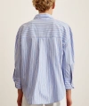 Çizgili Poplin Gömlek Mavi