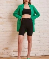 Düğme Detaylı Çelik Şort Siyah