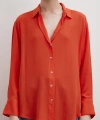V Yaka Viskon Gömlek Oranj