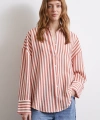 Çizgili T Kol Gömlek Kiremit