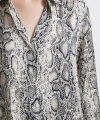 Kraşlı Yılan Desen Gömlek Gri