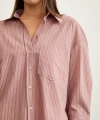 Çizgili Oversize Gömlek Gül Kurusu