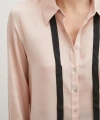 Yaka Bağlamalı Saten Gömlek Pembe