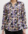 Van Gogh Desenli Gömlek Mor