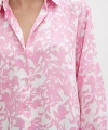 Desenli Gofret Saten Gömlek Pembe