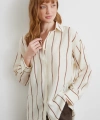 Çizgili Modal Gömlek Kahve