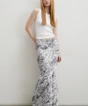 Desenli Maxi Verev Etek Beyaz