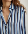 Çizgili Saten Gömlek Lacivert