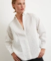 Pamuklu Çizgili Gömlek Beyaz
