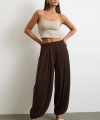 Paça Detaylı Şalvar Pantolon Kahve