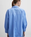 Oversize Pamuklu Gömlek Mavi