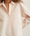 Pamuk Dokulu Poplin Gömlek Pudra