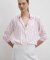 V Yaka Çizgili Modal Gömlek Pembe