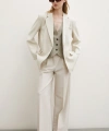 Cep Kapaklı Kesik Detaylı Blazer Ceket Bej