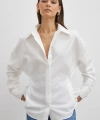 Düğme Detaylı Pamuklu Gömlek Beyaz