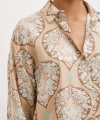 Çini Desenli Modal Gömlek Kahve