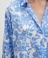 Desenli Gofret Saten Gömlek Açık Mavi