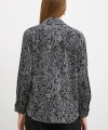 Şal Desenli Saten Gömlek Siyah