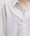 Çizgili Pamuklu Gömlek Ekru