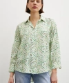 Şal Desen Modal Gömlek Yeşil