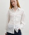 Transparan Çizgili Gömlek Beyaz