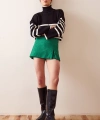 Yırtmaçlı Tweed Şort Etek Yeşil