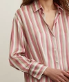 Çizgili Saten Gömlek Pembe