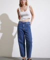 Yüksek Bel Mom Jean Mavi