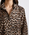 Leopar Desenli Poplin Gömlek Bej