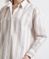 Kahve Çizgili Gömlek Ekru