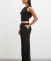 Bol Paça Lastikli Pantolon Siyah