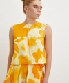 Batik Desen Sıfır Kol Bluz Sarı