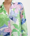Çiçek Desen Saten Gömlek Yeşil