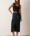 Desenli Kruvaze Etek Koyu Yeşil
