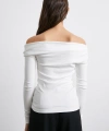Omzu Büzgülü Bluz Beyaz