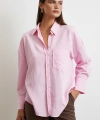 Çizgili Oversize Gömlek Pembe