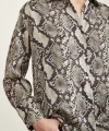 Yılan Desen Saten Gömlek Taş