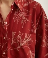 Çiçek Desenli Poplin Gömlek Kiremit