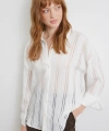 Organze Çizgili Gömlek Ekru