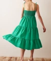 Sırtı Büzgülü Askılı Elbise Yeşil
