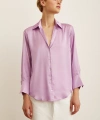 Basic Saten Gömlek Mor