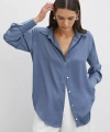 Basic Saten Gömlek İndigo