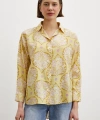 Çini Desenli Modal Gömlek Sarı