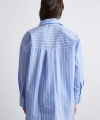 Basic Organik Pamuk Çizgili Gömlek Mavi