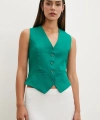 Düğmeli Yelek Yeşil