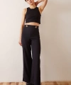 Düğme Detaylı Salaş Pantolon Siyah