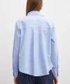 Yaka İncili Poplin Gömlek Mavi